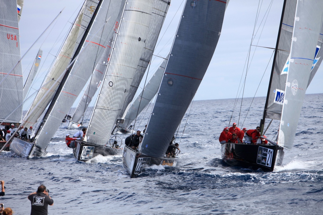 RC44 Class Association on Day 4 fleet racing in World Championship on November 19, 2011 on Puerto Calero, Lanzarote, Spain